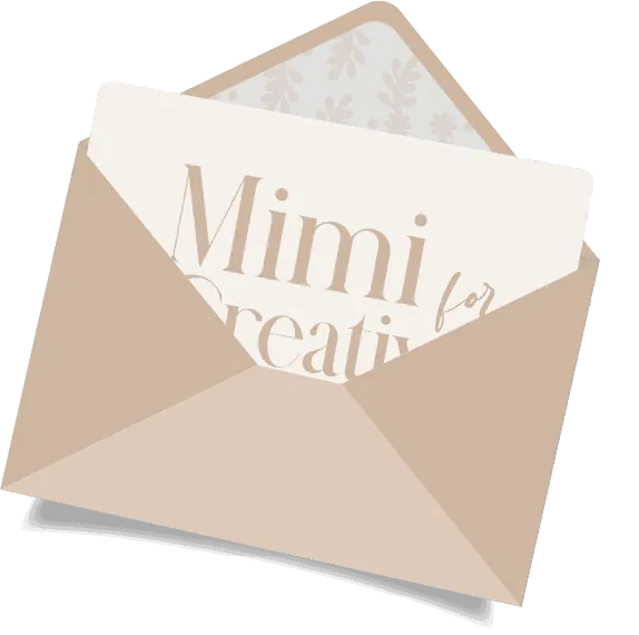 Envelope with an introduction card for Mimi for Creative – a digital invitation design website