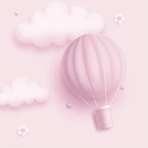 soft pink balloon animation with clouds for baby girl intro