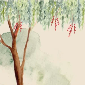 animated watercolor tree with soft light nature background