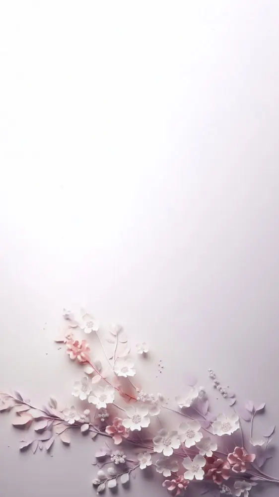 3D pink and lilac flowers on soft background with minimal feminine design