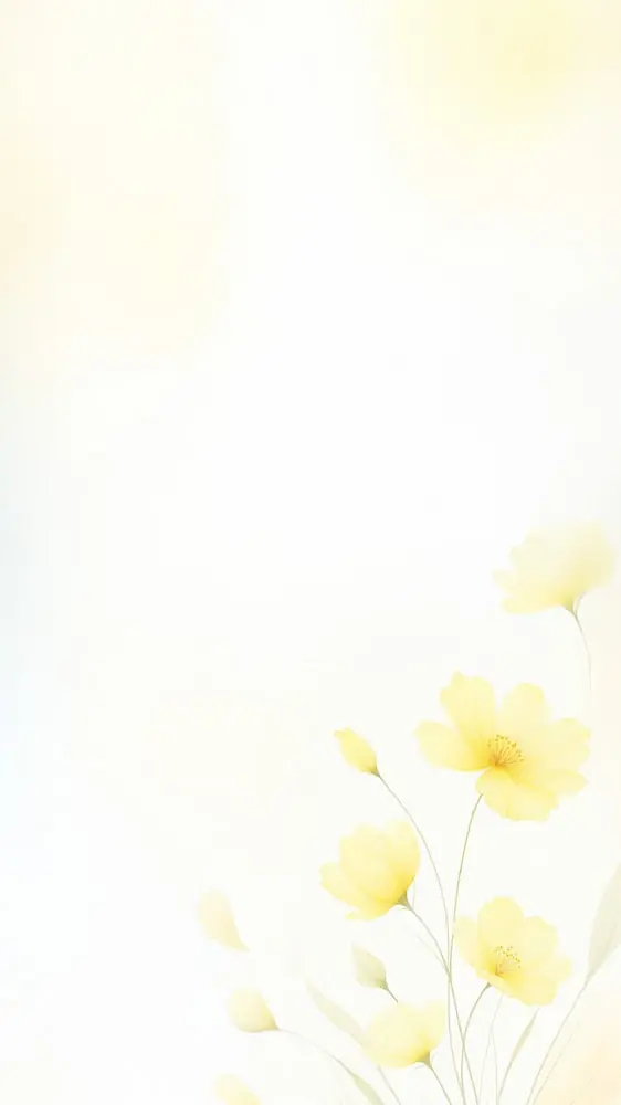 Delicate yellow flowers on soft white background with light pastel tones